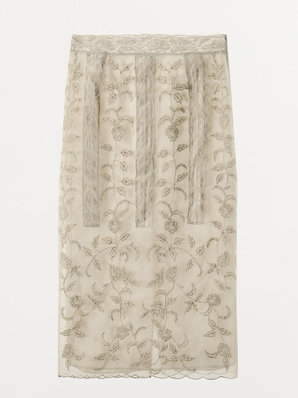 BEADED EMBROIDERED ORGANZA SKIRT - Picture 2 of 8